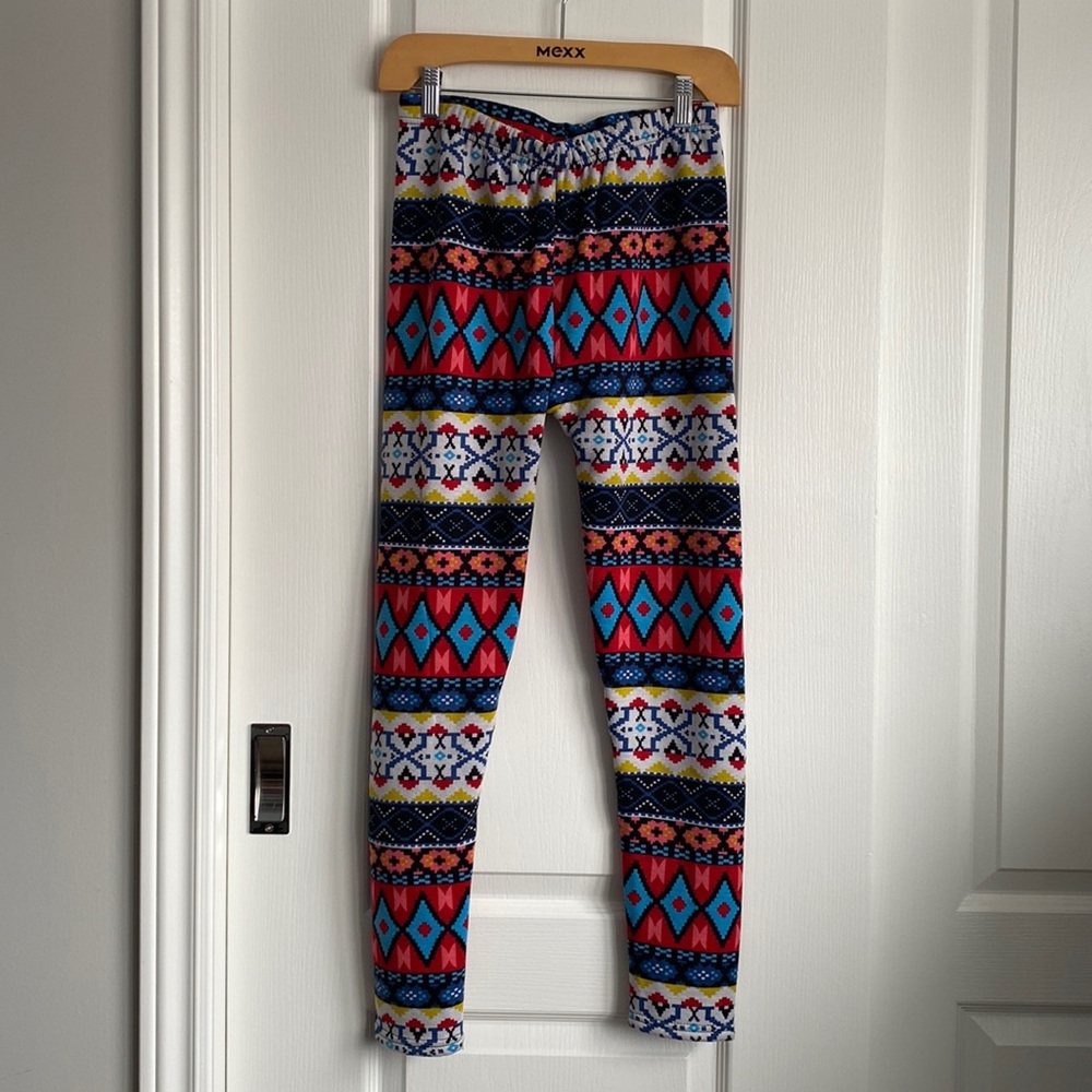 True Rock - Fleece Lined Leggings, Colourful Tribal Print